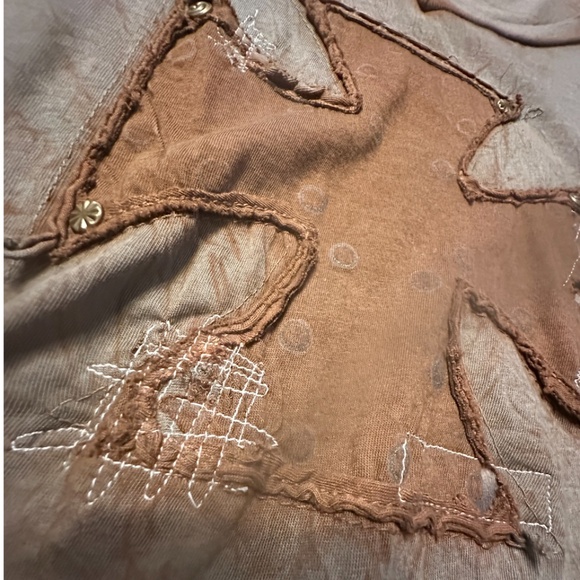 Reworked Long Sleeve Cross Top Y2K Distressed Mended Stiched Grunge Londonerus - Picture 4 of 11